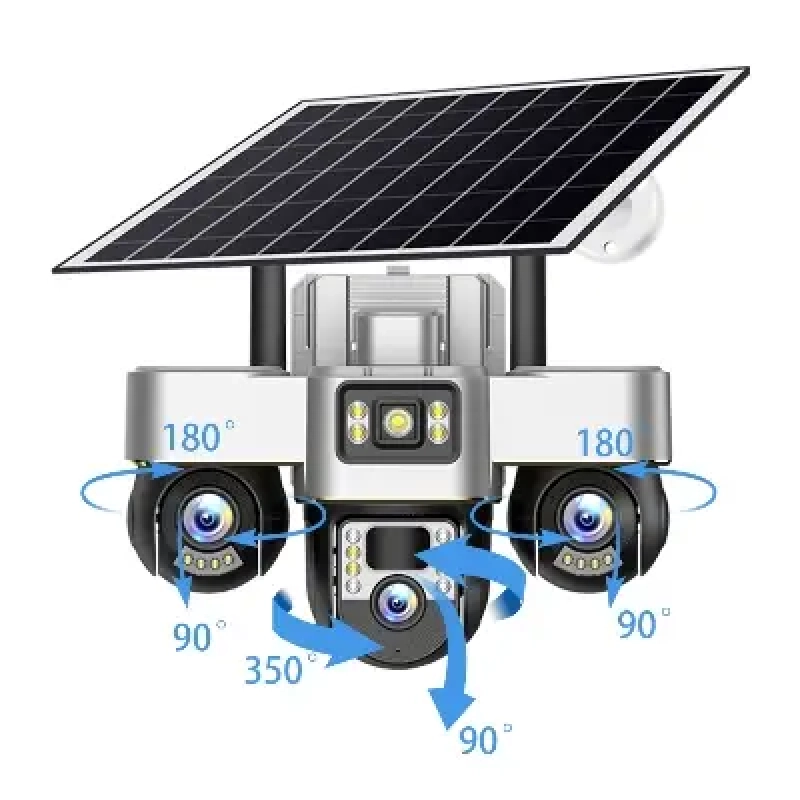 V380pro PTZ Outdoor Three Lens Moving Solar 4G Camera.