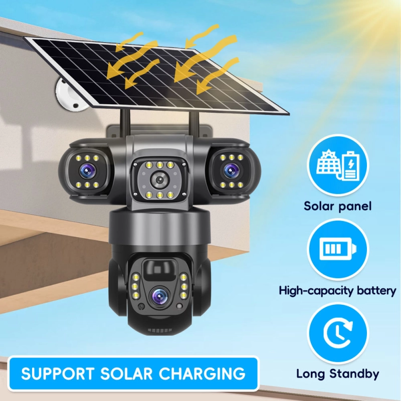 V380pro PTZ Outdoor Three Lens Solar 4G Camera.